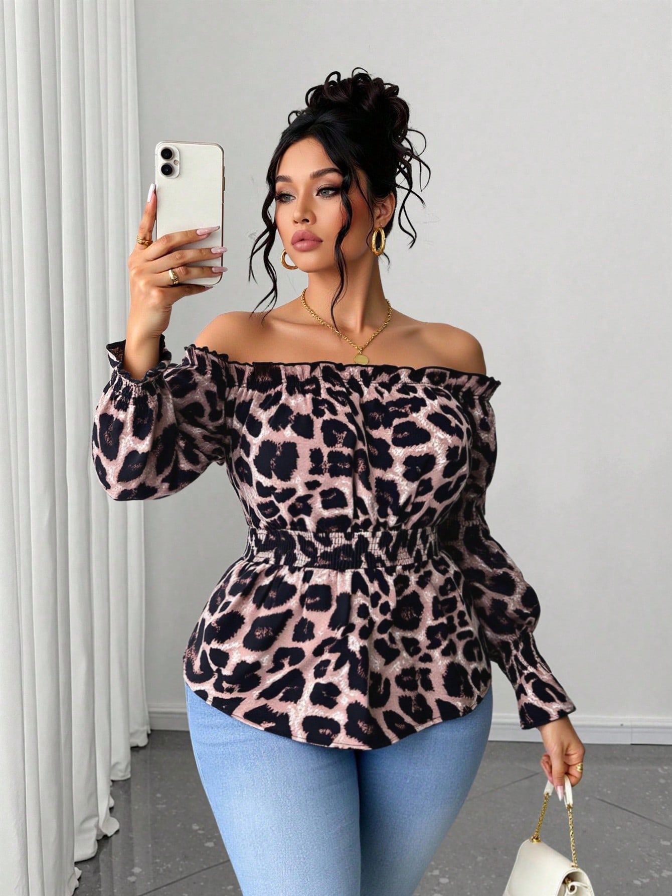 Blouse Off Shoulder - Camicetta alla Moda a Maniche Lunghe