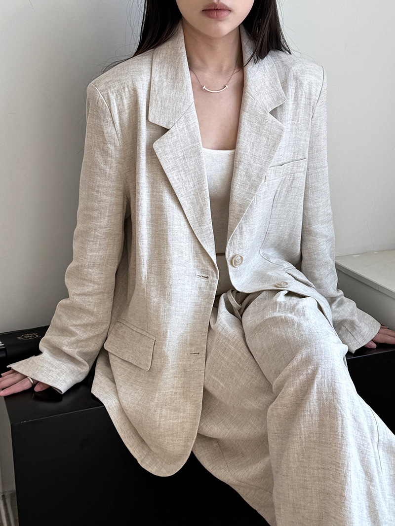 Linen Pant Wide - Autunno High-end Materiale di lino Giacca
