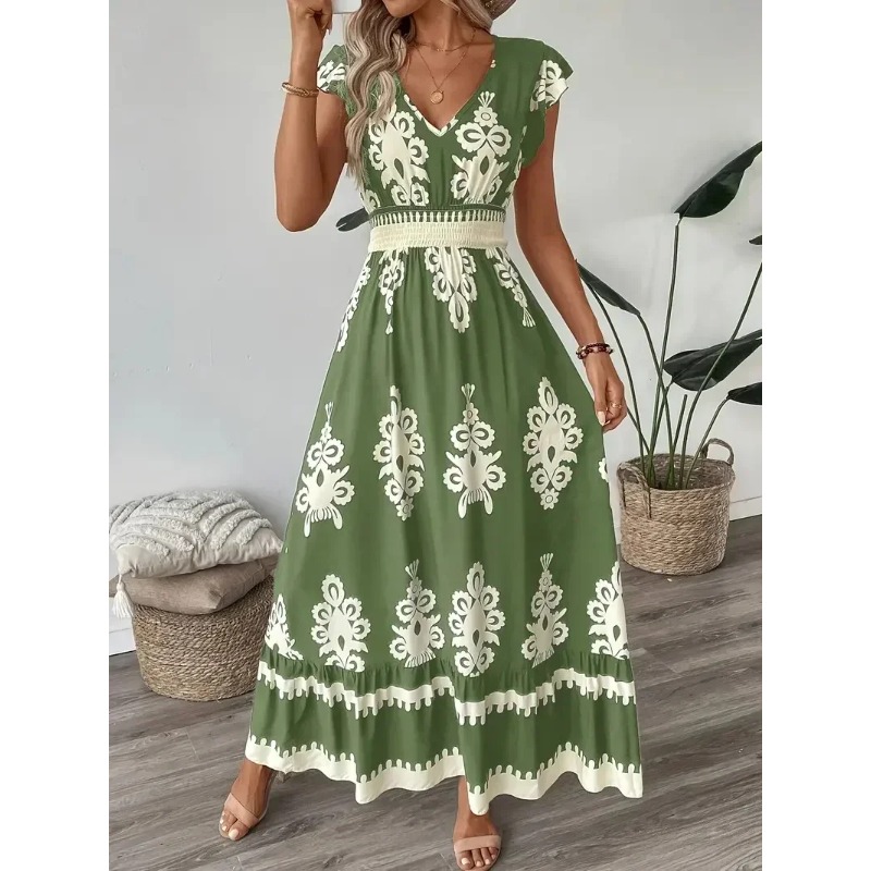 Romper Floral Print - Abito a trapezio con scollo a